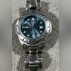 Cherokee Silver Stainless Steel Watch with Blue Dial